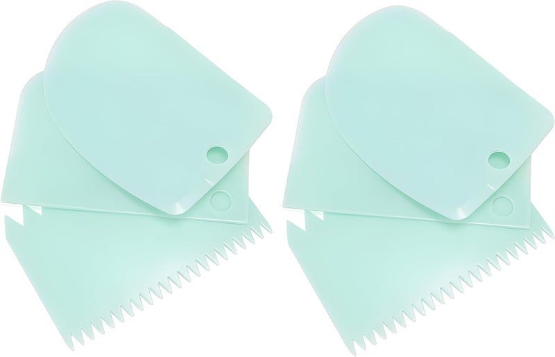 LSGZJZY Cake Decorating Scraper Set, 6 Piece Plastic Icing Smoother Tools, Serrated and Flat Edge Dough Scrapers for Baking, Pastry, Bread, Pizza, 2.95-4.81 Inch (green) - Image 1